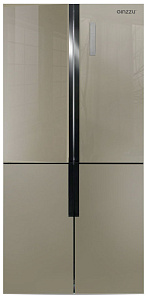 Широкий бежевый холодильник Ginzzu NFK-510 шампань