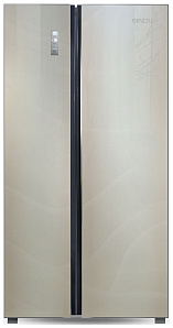 Большой двухстворчатый холодильник Ginzzu NFK-530 шампань