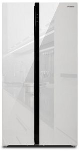 Двухкамерный однокомпрессорный холодильник  Hyundai CS5003F белое стекло