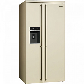 Широкий бежевый холодильник Smeg SBS8004PO