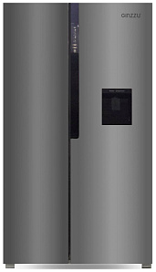 Большой холодильник с двумя дверями Ginzzu NFK-531 стальной
