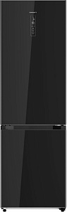 Чёрный холодильник с No Frost Kraft KF-MD 410 BGNF черное стекло