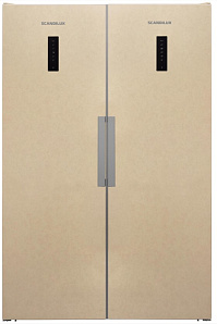 Двухдверный бежевый холодильник Scandilux SBS 711 EZ 12 B