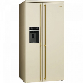 Широкий бежевый холодильник Smeg SBS8004P