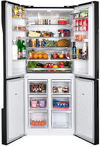 Большой чёрный холодильник Maunfeld MFF182NFB