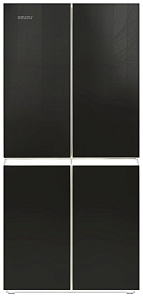 Большой чёрный холодильник Ginzzu NFK-425 черное стекло