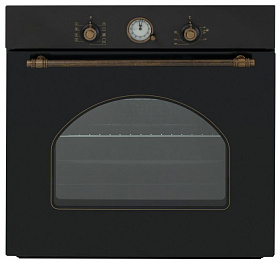 Духовой шкаф чёрного цвета в стиле ретро Simfer B 6EL 77017